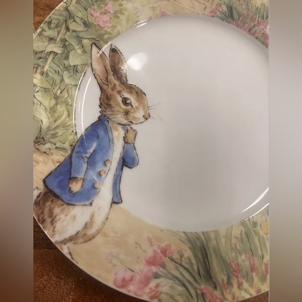 Beatrix Potter Peter Rabbit Bunny Salad Set 2 salad Plates Green Meadow